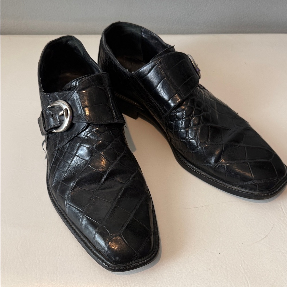 Elegant Black Genuine Alligator Men's Oxfords